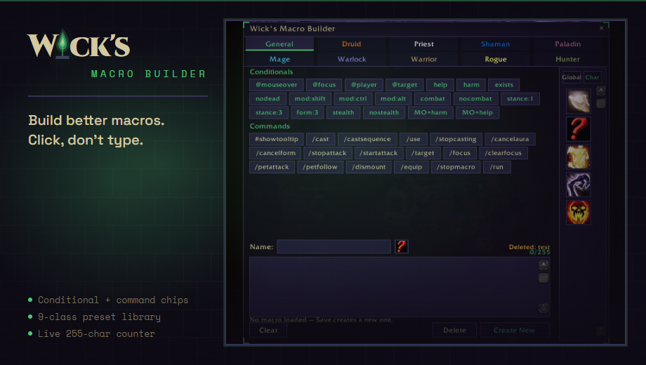 Wick's Macro Builder card